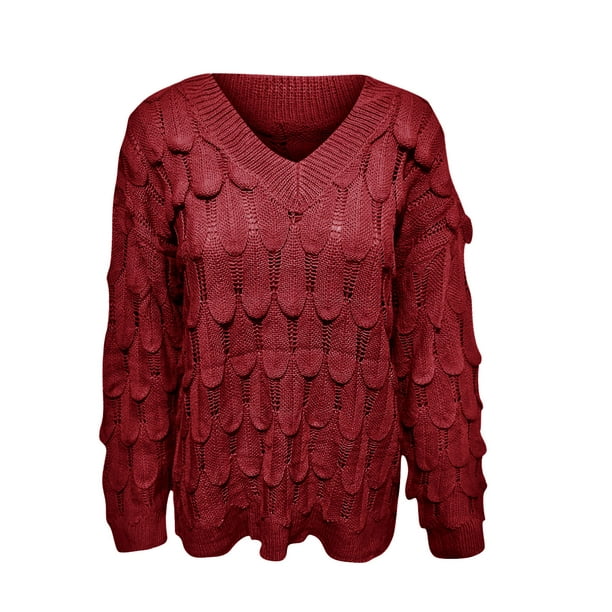 Gibobby Casual Suéter para Mujer, Sueteres Canalé Sweater Dama Diseño de  Moda Abrigo Ligero Invierno Blusa Manga Larga Multilooks Elegante o  Casual(Rojo,M)
