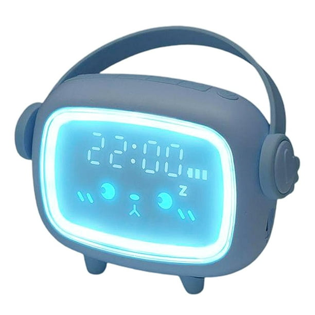 REACHER Reloj despertador infantil para dormitorio, dígito LED verde menta,  0-100% atenuador, alimentación de toma, volumen ajustable, fácil de