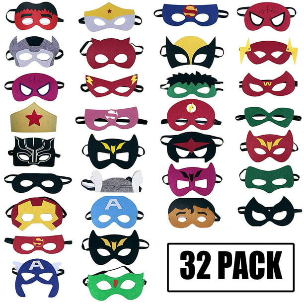 Paquete de 35 máscaras de superhéroe, recuerdos de fiesta, decoraciones de  fiesta de cumpleaños de superhéroes, suministros de fiestas, 35 tipos