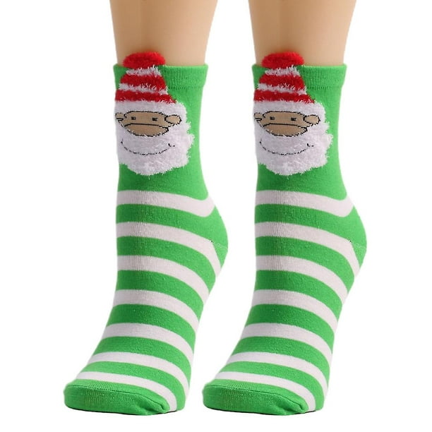 Style 4 Calcetines divertidos de Navidad para mujer, medias con orejas de  felpa 3d, dibujos animados de Papá Noel, perro, alce, oso, patrón de  animales a rayas, medias de tubo par
