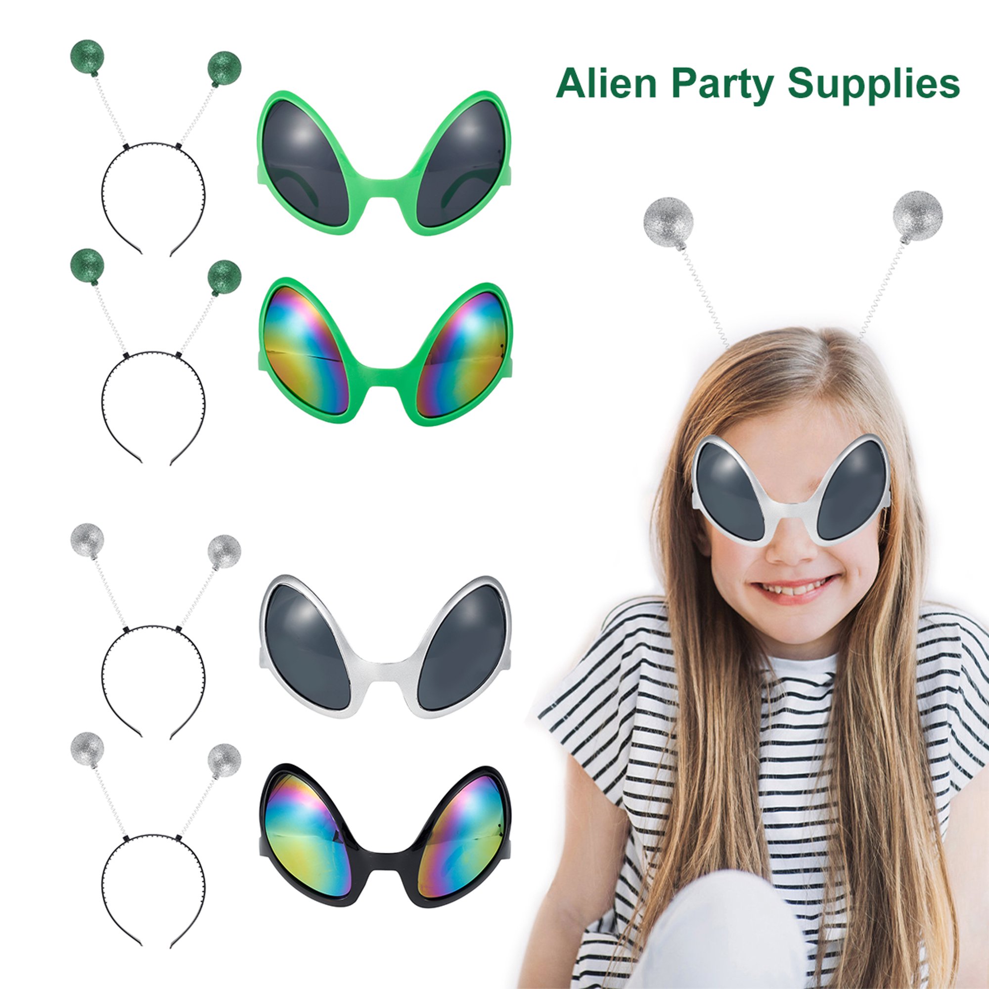 Gafas de sol verdes Alien Glasses de 5 1/2 pulgadas - Paquete de 2 :  : Juguetes y Juegos