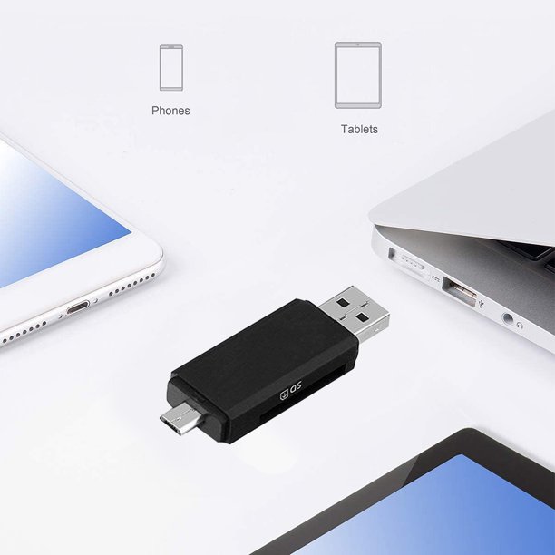 Adaptador Micro USB OTG a USB 2.0 Lector de tarjetas SD/Micro SD