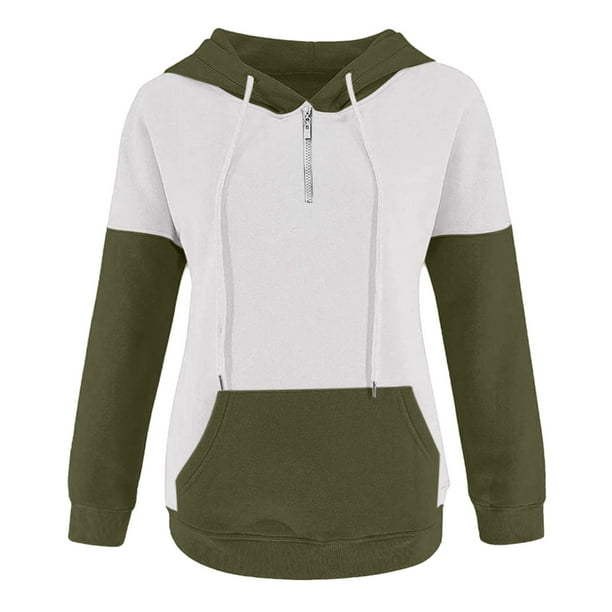 Gibobby Sudaderas de mujer, Sudadera Deportiva Mujer con Cierre, Sudadera  con Capucha de Manga Larga, de algodón, Tops para Mujer, Ropa  estética(Verdemilitary,CH)