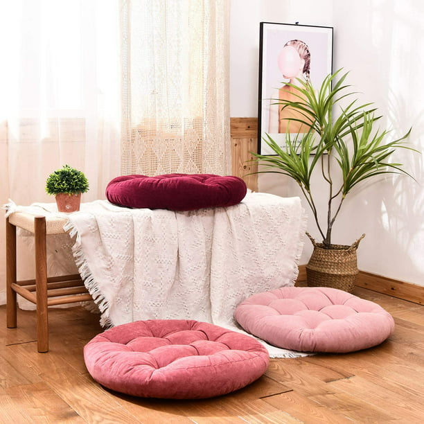  Cojines de suelo para sentarse, cojín de piso grueso para  salón, yoga, dormitorio, sofá (rosa) : Hogar y Cocina