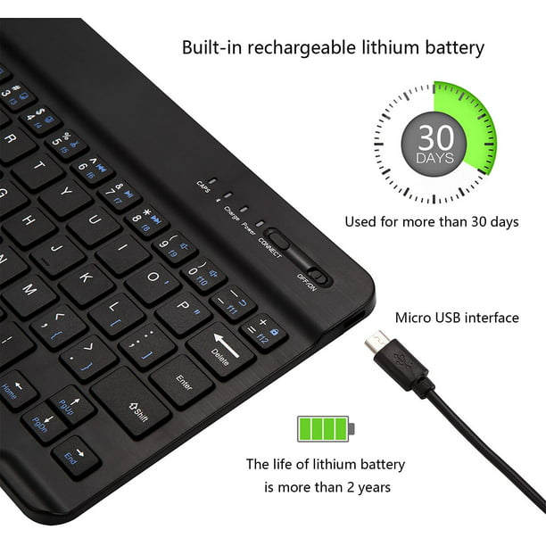 Teclado Bluetooth inalámbrico retroiluminado, 7 colores arcoíris ultra  delgado, recargable, mini teclado portátil universal para iPad, tabletas
