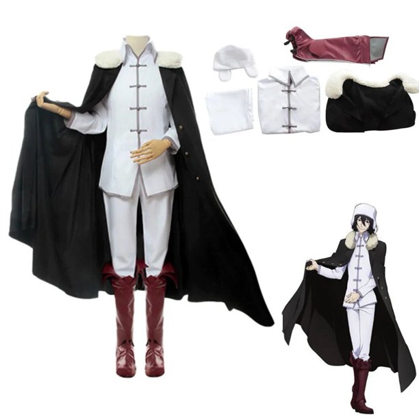  Weixu Disfraz de cosplay de anime de Fyodor Dostoievsky, traje  de capa blanca con sombrero, traje de fiesta de Halloween para mujer, talla  3XL : Ropa, Zapatos y Joyería