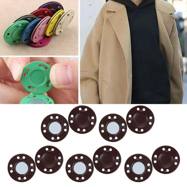 10 pares de botones magnéticos de 0.79 broches de de aleación para punto,  acolchar, coser, pantalones, cierre de chaqueta para , Café perfecl Broches