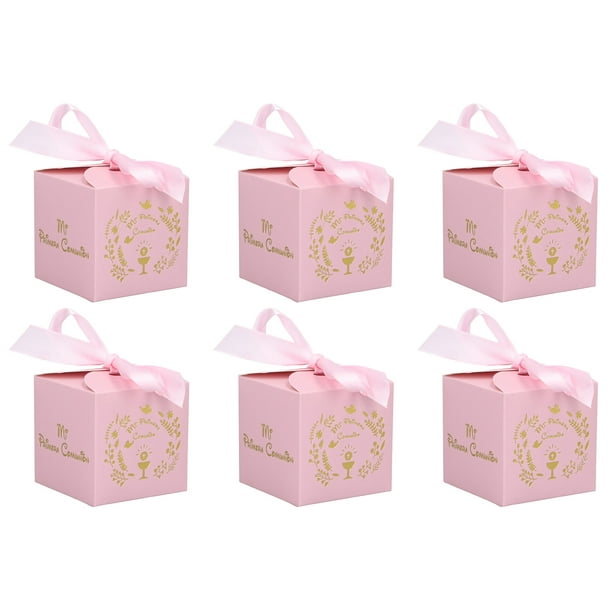 50 cajas de regalo rosas de 4 x 4 x 4 pulgadas, elegantes cajas de regalo  pequeñas con tapas para fiestas de cumpleaños, bodas, vacaciones, Navidad