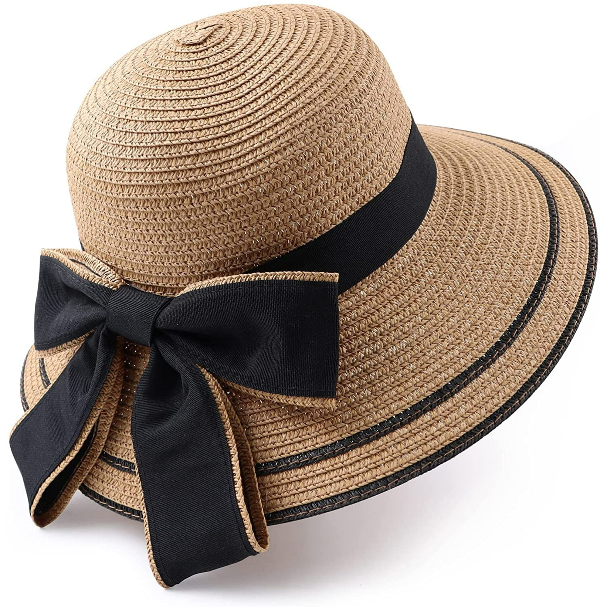 Sombrero de paja para mujer UPF 51, sombreros de playa de verano para  mujer, niño niña, sombreros de cubo con lazo Petmoko A68