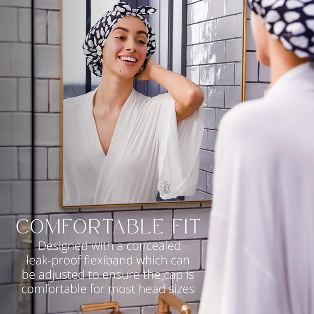  Gorro de ducha reutilizable para mujer, de pelo largo,  impermeable, grande, ajustable, lavable, transpirable : Belleza y Cuidado  Personal