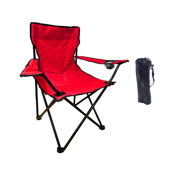 Silla Camping Plegable Playa Exteriores Funda Portavasos Color Rojo