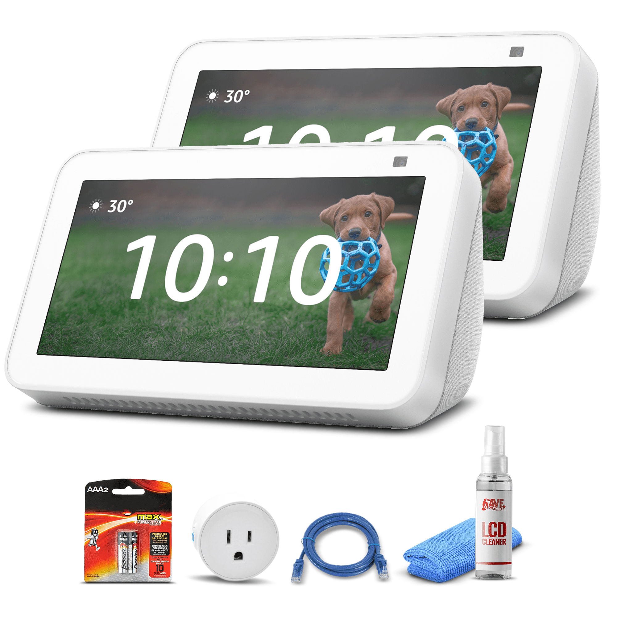 (2) Echo Show 5 (2nd Gen, 2021 Release) Glacier White + WiFi Smart