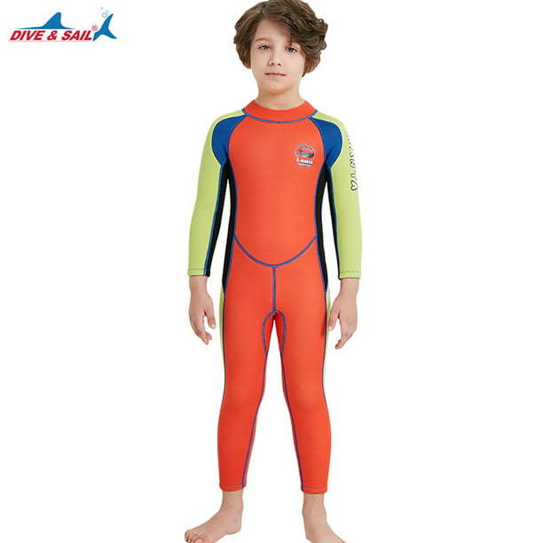 Comprar Traje de neopreno para niños de 2,5 MM, traje de baño cálido de una  pieza de manga corta para niños, traje de baño para snorkel y surf