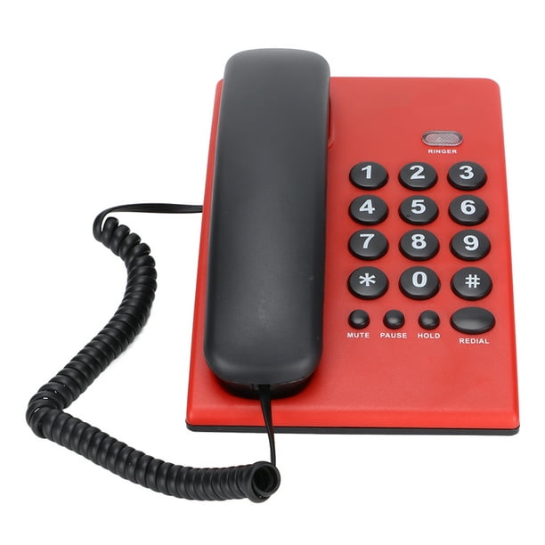 Acogedor Teléfono con cable, teléfono fijo de escritorio, sin batería,  color único, teléfonos fijos de oficina para el hogar (rosa)