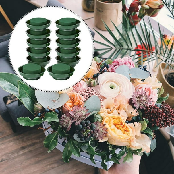 Woohome Kit de arreglos florales de espuma floral de 15 piezas, 12 piezas  de espuma verde redonda para flores artificiales y 3 cintas florales para