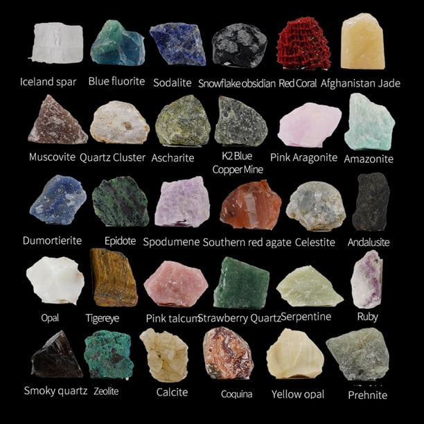 Colección s 30PCS Piedras Preciosas de Educación sobre Rocas Y Minerales  para Sunnimix colección de rocas y minerales