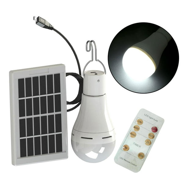 Lámpara Solar Portátil con Luces de Bombilla LED, Panel de Energía