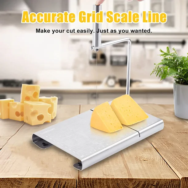 Cortador de queso y cortador de queso para bloque de queso de metal, tabla  de cortar, utensilios de cocina, juego de regalo para mantequilla de queso