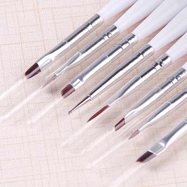 7Pcs / Nail Art Brush Pen Surtido Acrílico Puntas profesionales Constructor  para en salones, Hogar, Flores Hojas Pintura Diseño - PLATA Baoblaze Pinceles  para uñas