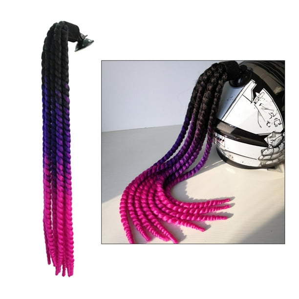 Casco de motocicleta Dreadlocks mujeres hombres casco Dreadlocks Cola  Motocross casco Punk decoración de cabello - Negro púrpura Negro Morado  shamjiam Pelo de la peluca de cola de caballo