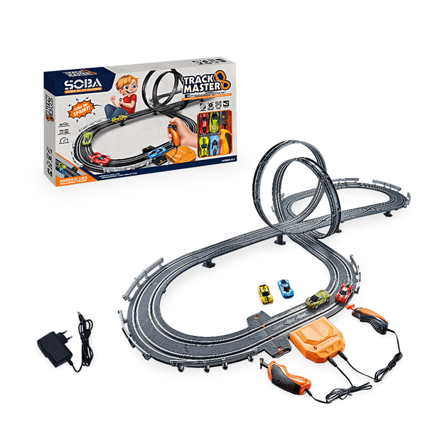 Pista De Carreras De 2.4 Metros Con Coche Incluido – Circuito Flexible Con Rampas Y Bucles, Juguete De Construcción Creativa Para Niños (Rojo)