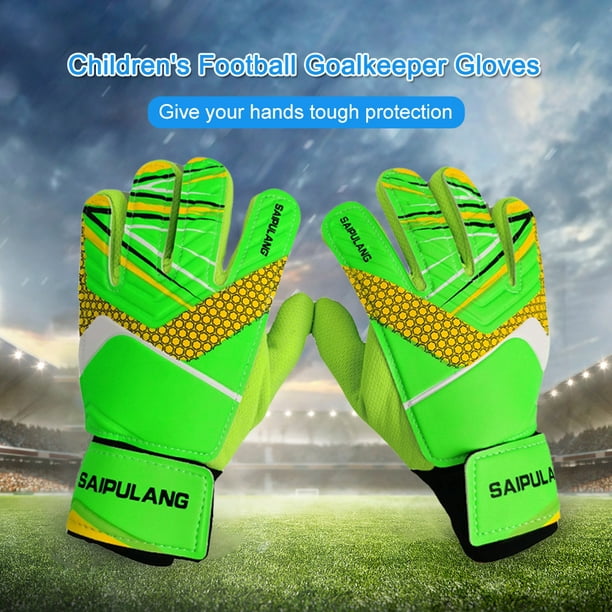 Guantes de fútbol para niños Accesorios deportivos de PU elásticos  ajustables (6 verdes)