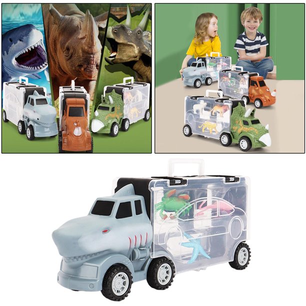 Camión de transporte de dinosaurio creativo, coche de dinosaurio extraíble  con 2 vehículos de dinosaurio, juguetes para niños de 3, 4, 5, 6 y 7 años,  Zulema Juguetes de camiones de dinosaurios