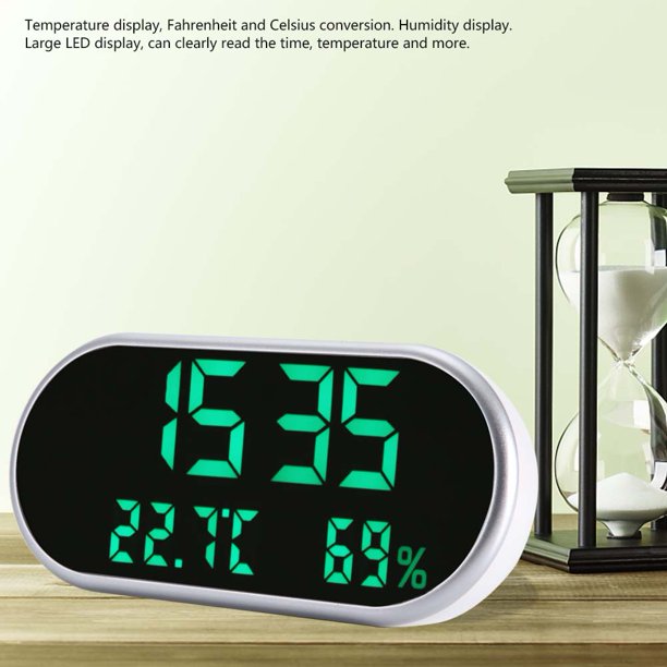 Reloj despertador Digital con espejo, con temperatura y humedad, 3