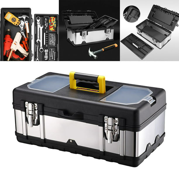 Caja de herramientas portátil pequeña, organizador de herramientas, caja de  herramientas de plástico con pestillo y bandeja extraíble para