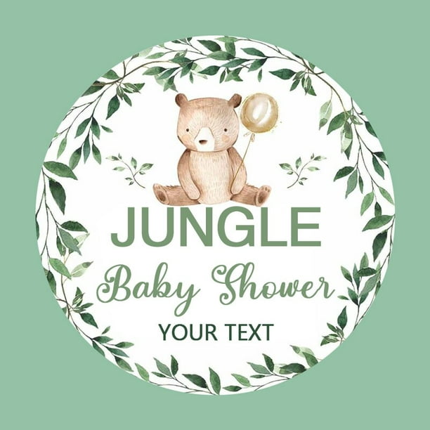 Pegatinas personalizadas para Baby Shower, animales de la selva