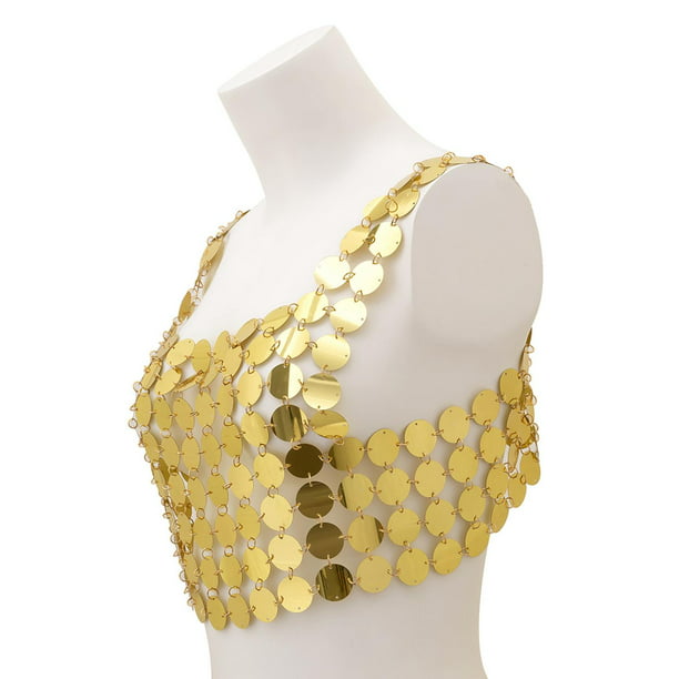 Hollow Out Sequin Chain Bra