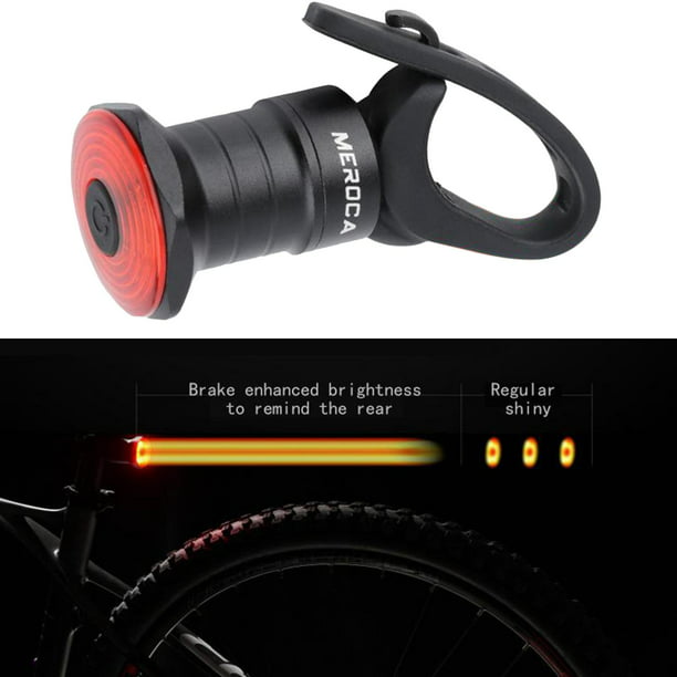 Luz trasera de bicicleta inteligente con detección de freno, luz trasera  LED para bicicleta, recargable por USB, encendido y apagado automático, se