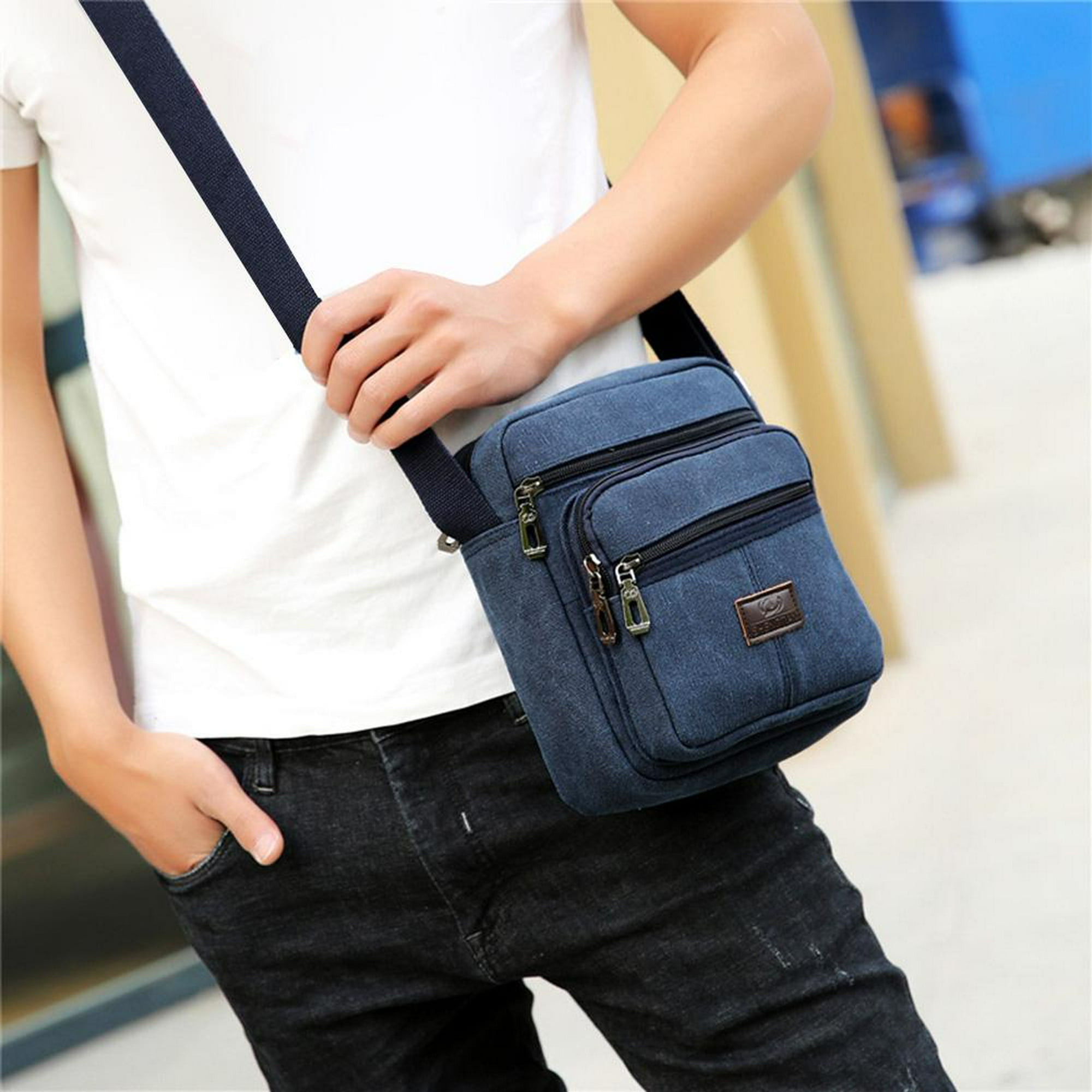 Bolso Bandolera Hombre Bolsa Bolso bandolera de lona para hombre con  cremallera, paquete de mensajer Likrtyny Para Estrenar