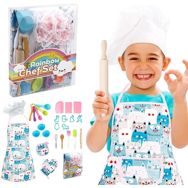 Pack Delantal de cocina para niños + gorros de chef para niños