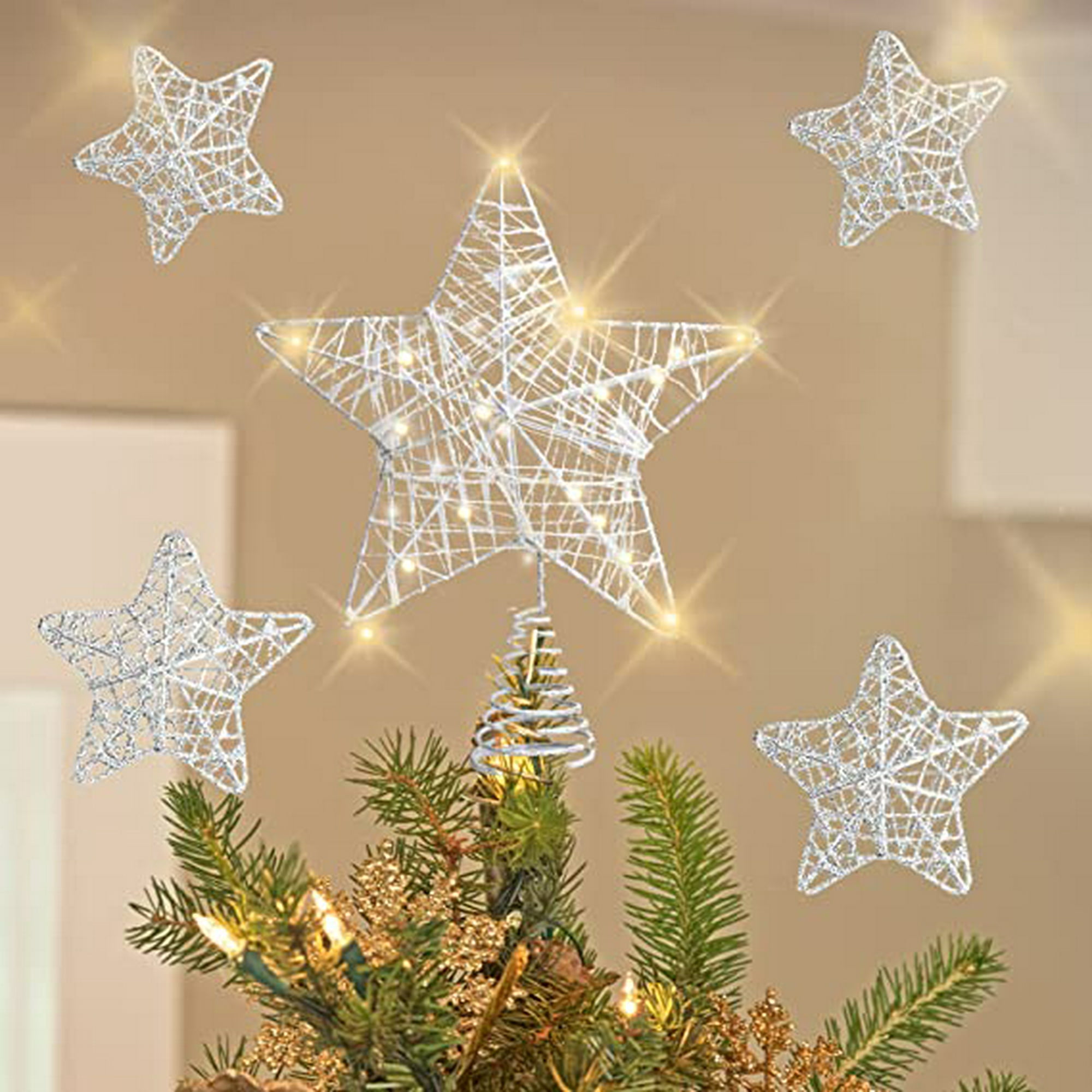 Adornos de cristal para árbol de Navidad con luces LED, decoración de  temporada navideña iluminada, centro de mesa, decoración del hogar, regalo  de