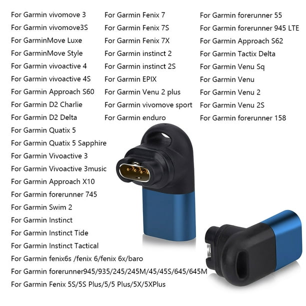 Cable de carga para Garmin Fenix, cargador de Cable de alimentación para  modelos 7, 7S, x, 6S, 6X, 5, 5S, 5X, Forerunner245, Venu, Vivoactive, 3, 4  y 4S
