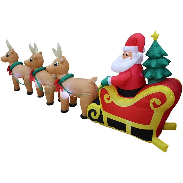 Inflable Papá Noel en Trineo con 3 Árbol de Navidad 8 pies LED Estacas Correas y Sopla BZB Goods BZB-9695566 | Walmart en línea