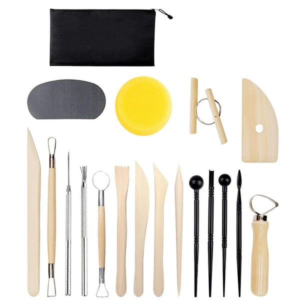  LOKUNN Kit de herramientas de arcilla, 30 herramientas de  arcilla polimérica, kits de herramientas de escultura de arcilla de  cerámica, herramientas básicas de tallado de cerámica de madera, kit de  suministros