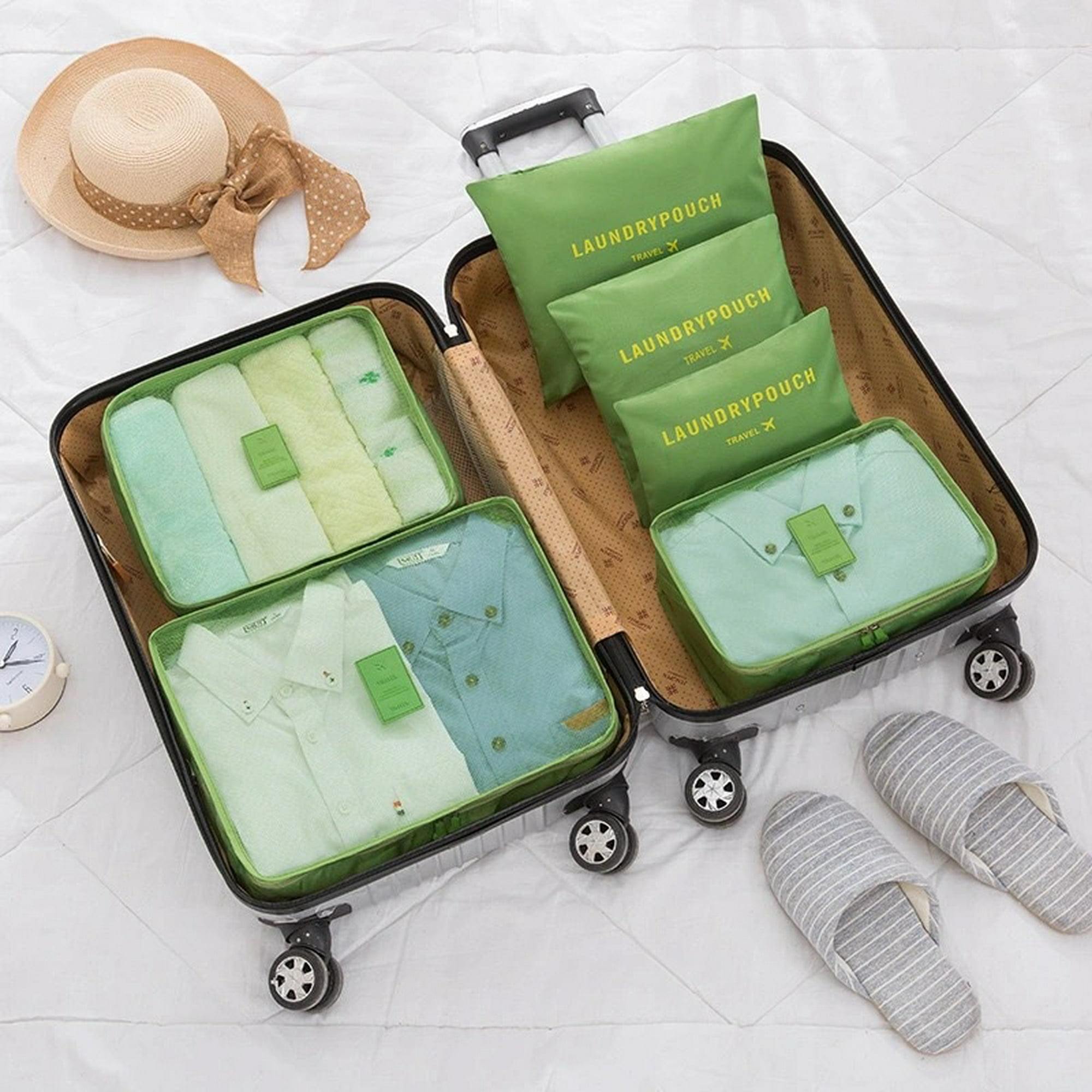 Conjunto de bolsas de almacenamiento de viaje para ropa, organizador de  armario, Maleta, organizador de viaje, caja de zapatos, Cubo de embalaje, 6  piezas