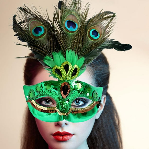 Máscara de plumas de Mardi Gras para mujer, máscara de carnaval para  adultos, Halloween, cosplay, máscara de ojos, fiesta