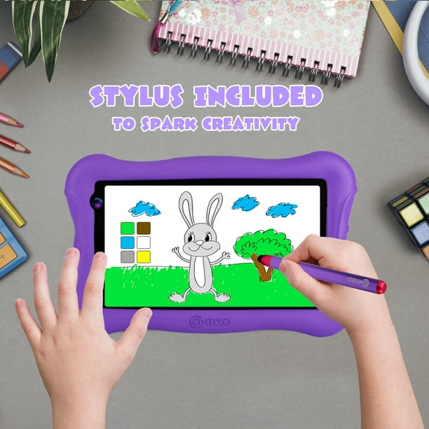 Tablet infantil de 8 pulgadas, tableta inteligente para niños con lápiz  capacitivo y auriculares, Android 10, 2 GB y 32 GB, pantalla táctil IPS de