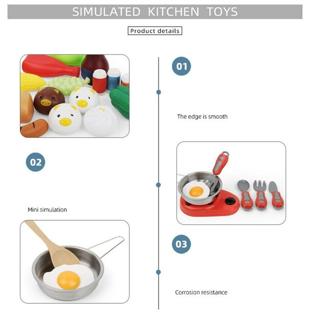 Mini accesorios de juego de simulación de cocina, juego de utensilios de  cocina de acero inoxidable de tamaño pequeño con caja de almacenamiento