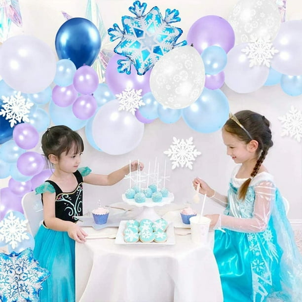  Decoraciones de fiesta de cumpleaños de Frozen: suministros de  fiesta de cumpleaños de Frozen 2, 3, 4, 5 ° decoración con pancarta de  feliz cumpleaños, cortinas de fiesta, látex de copo