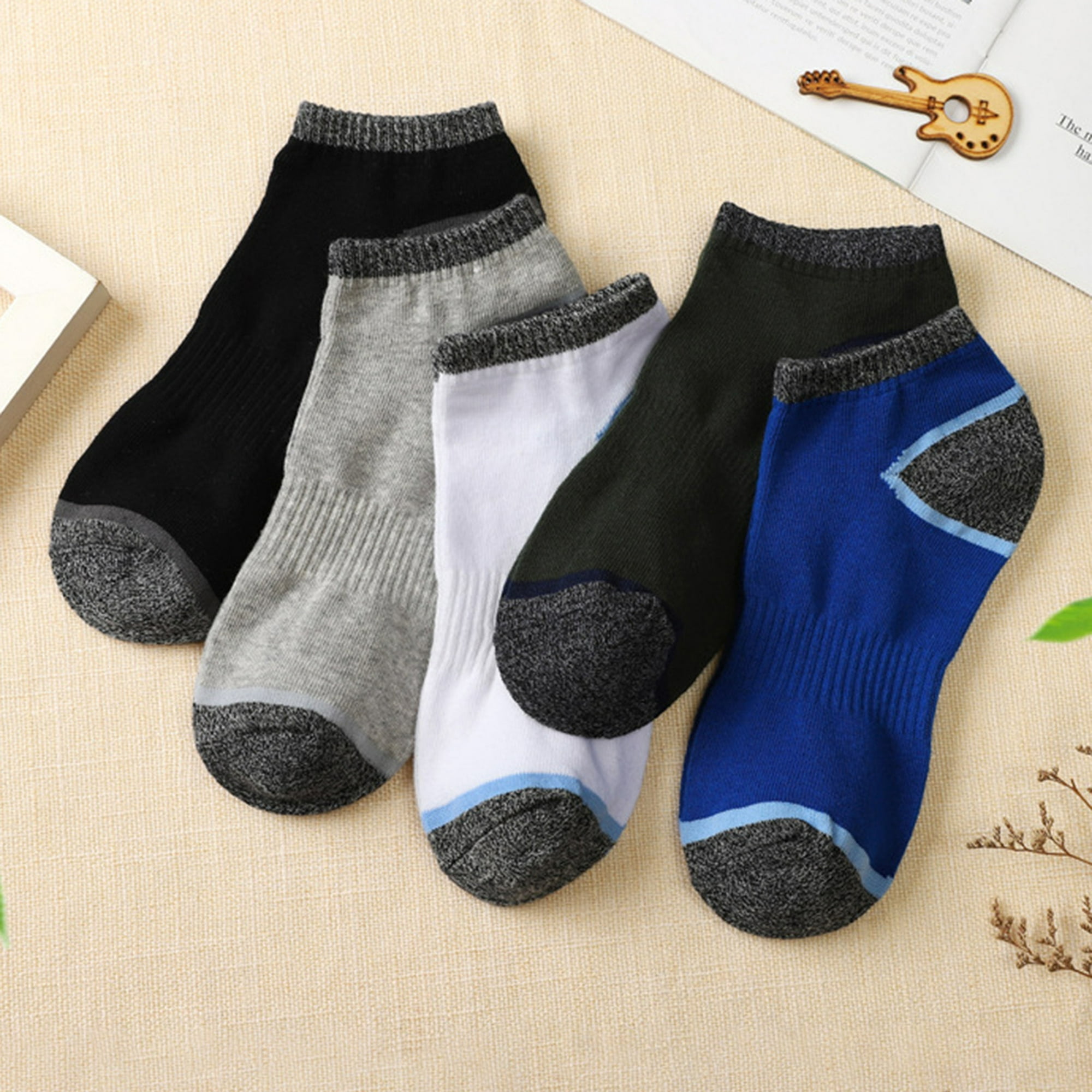  BUDERMMY Calcetines de trabajo de algodón para hombre que  absorben la humedad, 6-12, 6 pares, Negro 1 : Ropa, Zapatos y Joyería