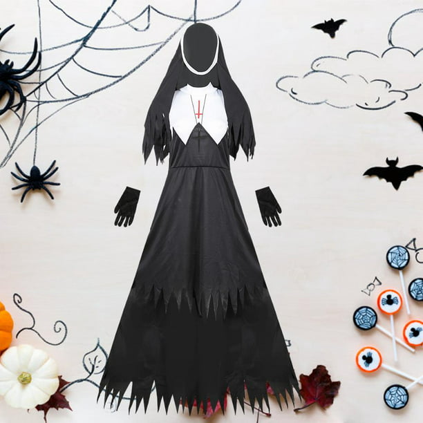 Disfraces de para mujer, disfraz de negra de fantasía para adultos, disfraz  de Carnaval de Halloween Macarena disfraz de monja mujer