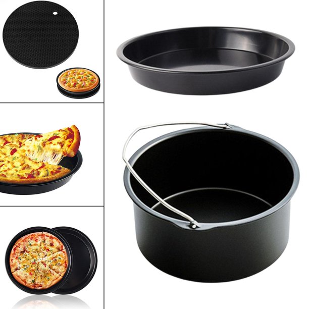 Juego de 7 accesorios para freidora de aire con molde de bocados de huevo  de 8 pulgadas, bandeja para pizza, barril de pastel, estante de brocheta