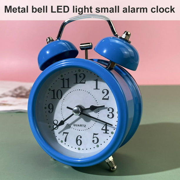 sweethay Reloj despertador de campana doble de 3 pulgadas, marco de Metal,  esfera 3D con retroiluminación, luz nocturna, reloj de de escritorio para  Type5 NO5