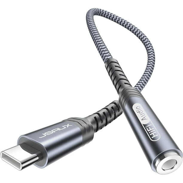 Adaptador USB tipo C a conector hembra para auriculares de 3,5 mm, JSAUX  USB C a cable auxiliar de audio compatible con iPhone 15 Pro Max/15 Pro/15  Plus, Samsung Galaxy S23/S22/S21 Ultra