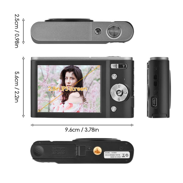 Cámara digital portátil Andoer 48MP 4K Pantalla IPS de 2.8 pulgadas 16X  Zoom Selfie 128GB Memoria extendida Detección de rostro Cinturón  antivibración 2x ​​Baterías Tarjeta de memoria de 32GB Andoer Cámara digital