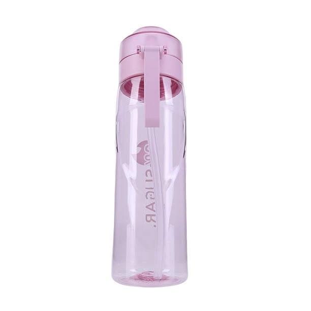 Botella de agua con sabor de 650 ml con pajita para beber más taza  reutilizable de agua (rosa) Likrtyny